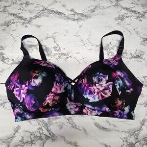 Torrid 42DDD Black Purple Tie Dye Dream Wire-Free Boost Bra
